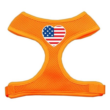 UNCONDITIONAL LOVE Heart Flag USA Screen Print Soft Mesh Harness Orange Large UN760960